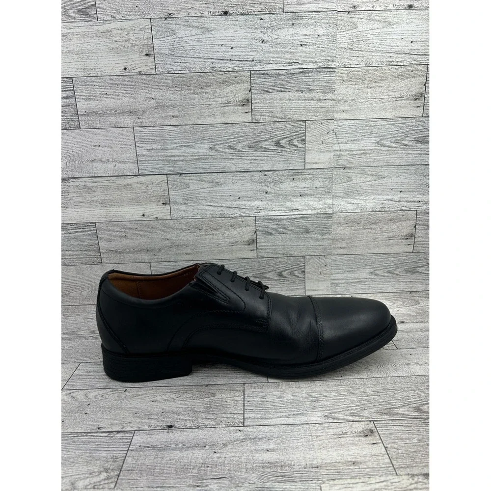 Clarks Mens Black Leather Cap‎ Toe Oxford Dress Shoes Comfort Size 10W